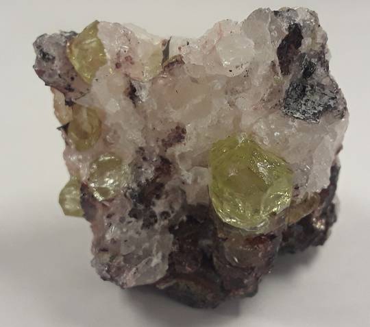 Yellow Apatite in Quartz Crystal Piece