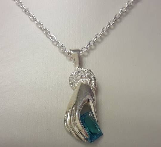 Sterling Silver Hand Necklace with Topaz
