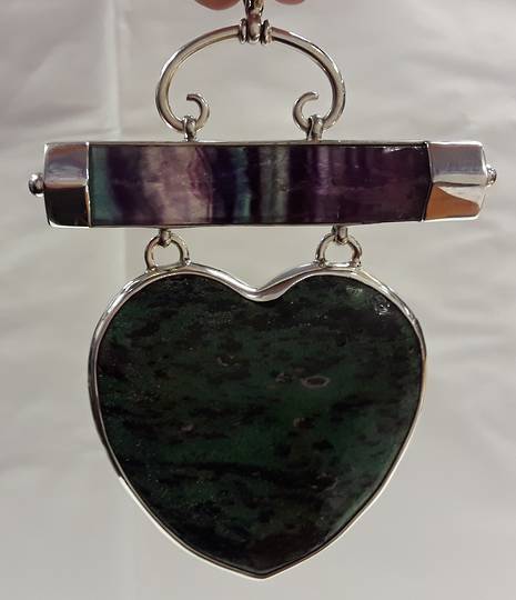 Sterling Silver Fluorite and Ruby Zoisite Pendant