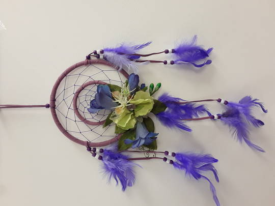 Flower and Crystals Purple Dreamcatcher