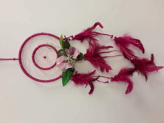 Flower and Crystals Pink Dreamcatcher