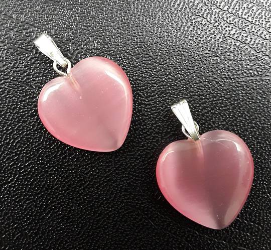 Pink Catseye Heart Pendant