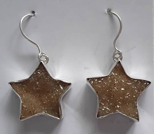 Sterling Silver Druzy Star Earrings