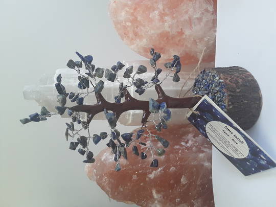 Lapis Tree on Wooden Base