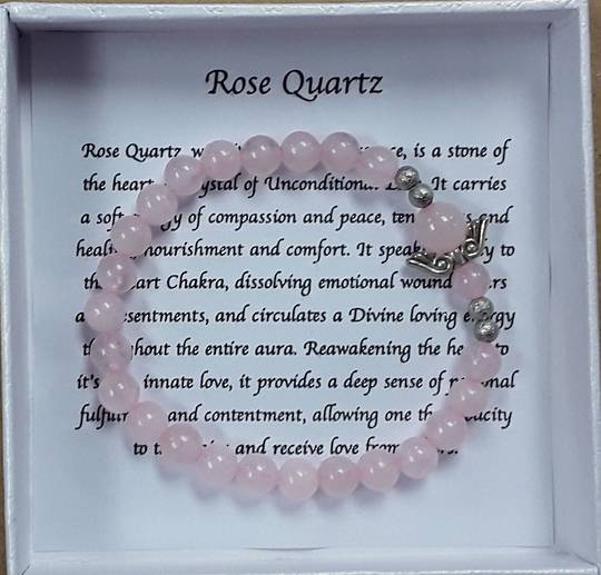 Rose Quartz Angel Bracelet in Gift Box