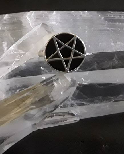 Pentagram and Onyx Ring 15mms