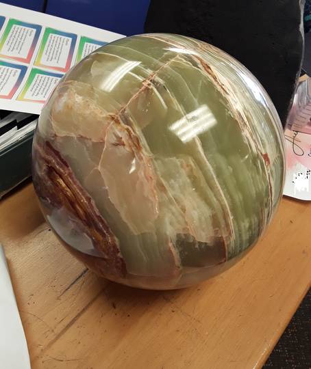 Xtra Large Onyx and Green Calcite Crystal Ball
