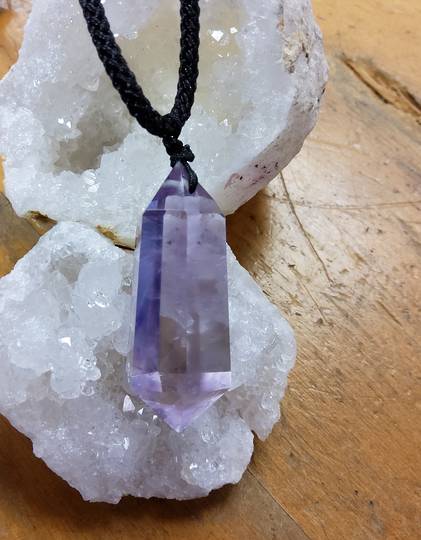 Double Terminated Amethyst Pendant on Cord