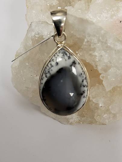 Sterling Silver and Dendritic Agate Pendant (345)