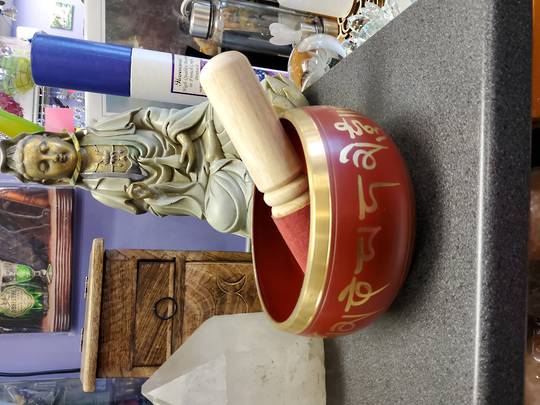 Red Buddha Singing Bowl 14cms