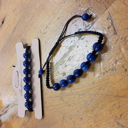 Adjustable Braided Lapis Bead Bracelet