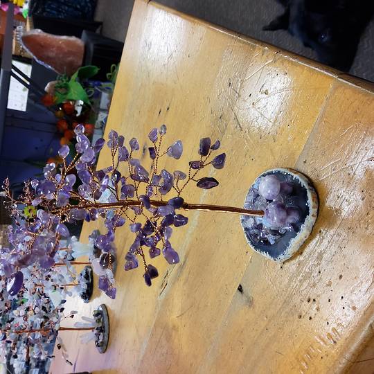 Amethyst Tree with Opalite and Phosphosiderite Mushrooms (Matt 27)