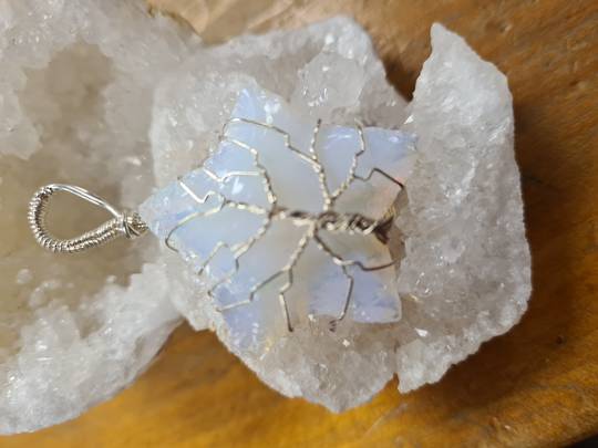 Wired Opalite Star Tree Pendant