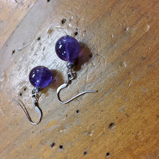Sterling Silver and Amethyst Bead Earrings
