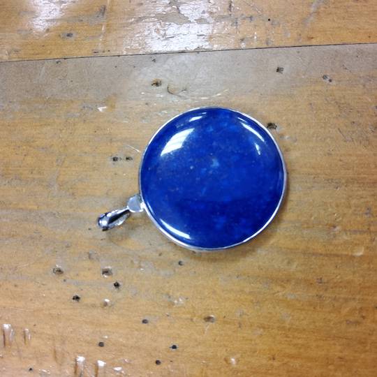 Sterling Silver Round Lapis Pendant
