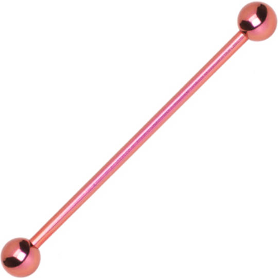 14 Gauge Pink Anodized Titanium Industrial Barbell