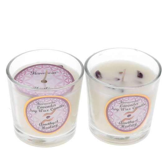CRYSTAL CANDLE - Healing Amethyst Lavender Scented Votive