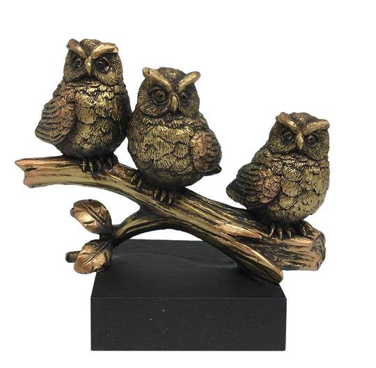 Owl Family on Branch