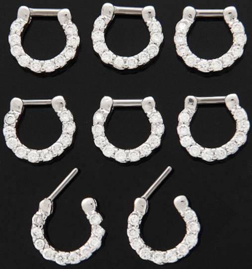 Clear Jewelled Septum Clicker 16G
