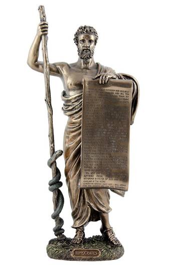 Hippocrates of Kos holding hippocratic oath
