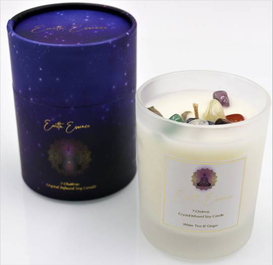 Chakra Soy Wax Crystal Candle White Tea & Ginger