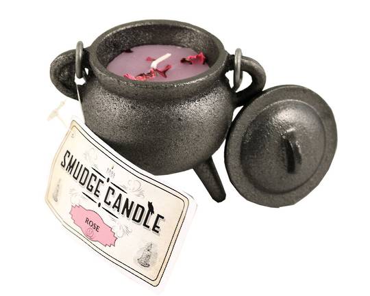 Smudge Candle - Cast Iron Cauldron Rose 10cm