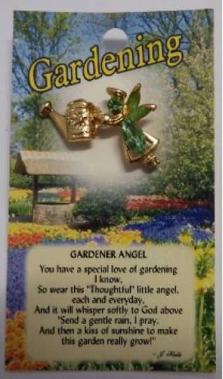 Thoughtful Angel Gardening Angel Brooch