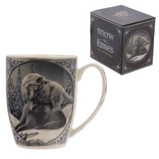 Lisa Parker Snow Kisses Wolf Design Porcelain Mug