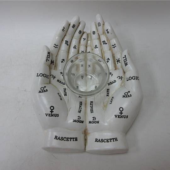 Cream Palm Reading Hand with Tealight Holder