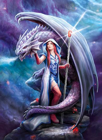 Dragon Mage Small Canvas by Anne Stokes