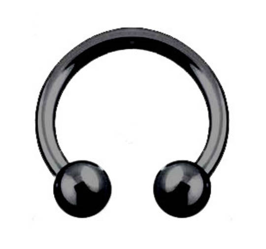 Black 14g Horse Shoe with Balls 10mm