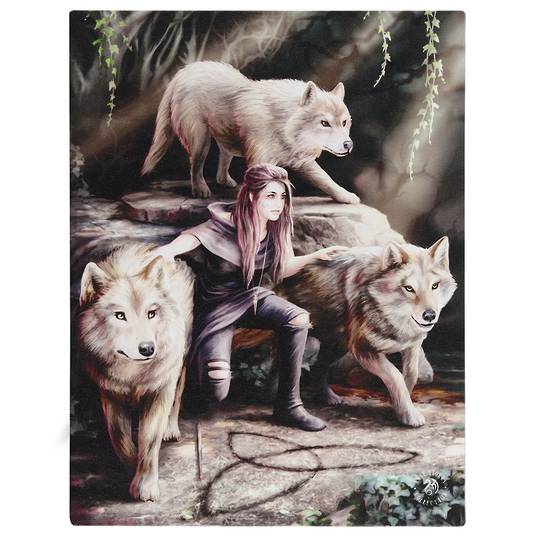 Small Power of Three Wolf Canvas by Anne Stokes
