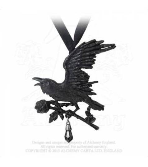 Harbinger Black Raven and Rose Necklace by Alchemy Gothic