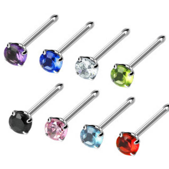 Tiny Red CZ 1.5mm Silver Nose Bone
