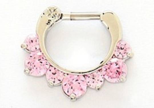 16g Fancy Pink Jewelled Septum Clicker