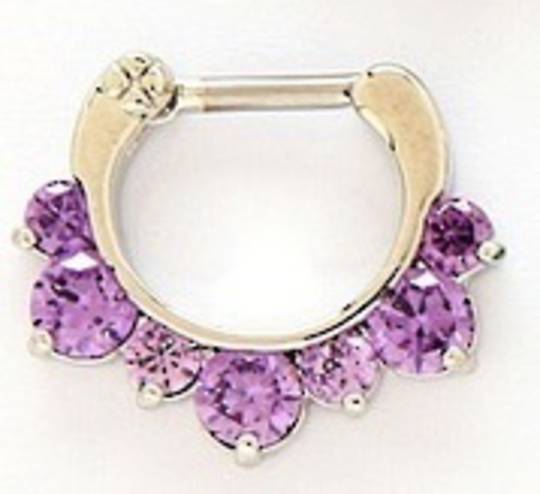 16g Fancy Purple Jewelled Septum Clicker
