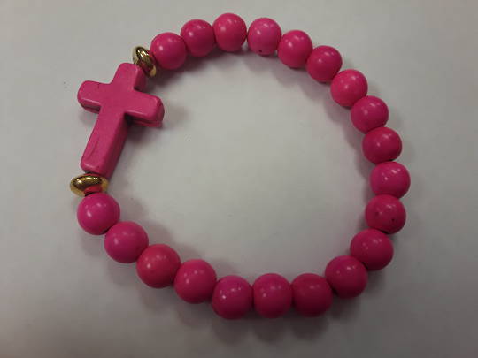 Pink Howlite Cross Bracelet image 0