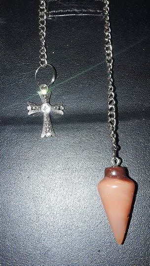 Carnelian Plumbob Pendulum with Cross (pma22) image 0