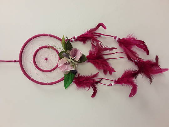 Flower and Crystals Pink Dreamcatcher image 0
