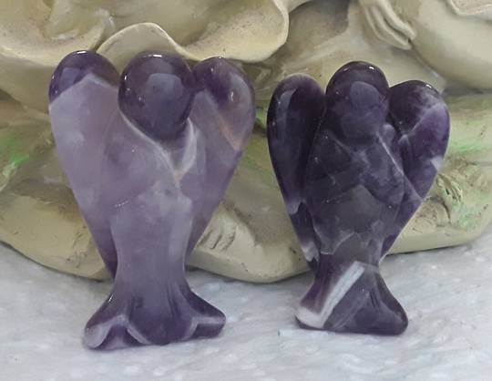 Small Chevron Amethyst Carved Crystal  Angel image 0