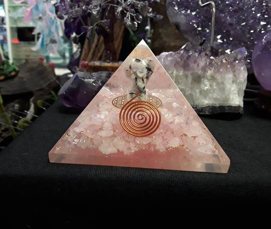 Archangel Haniel Moonstone and Rose Quartz Orgonite Pyramid image 0