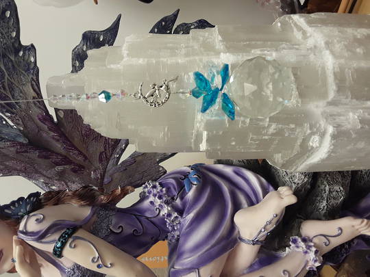 Sparkle the Fairy Beaded with Aqua Crystals Suncatcher image 0