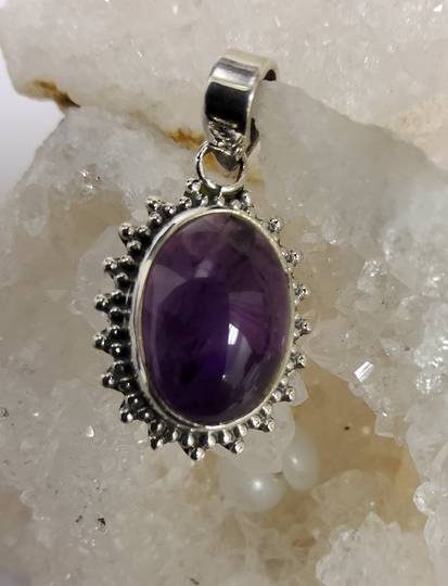 Sterling Silver Small Amethyst Pendant image 0