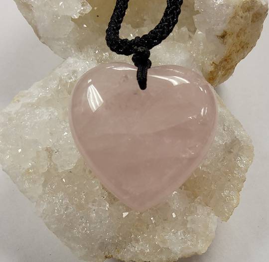 Rose Quartz Heart on Braided Necklace image 0