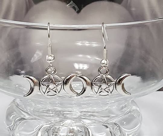 Triple Moon Goddess Earrings image 0