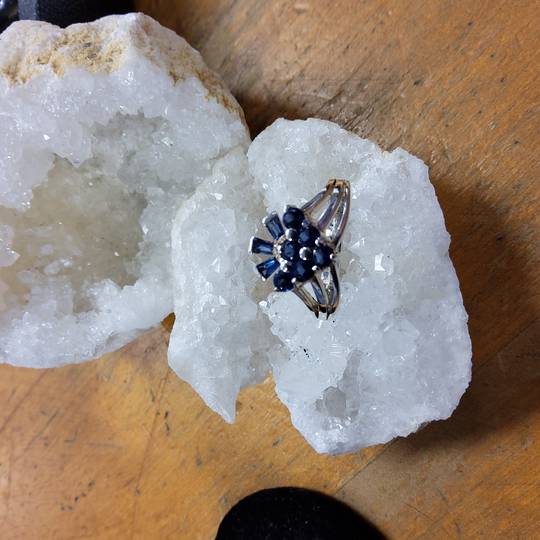 Sterling Silver Fan Like Blue CZ Ring image 0