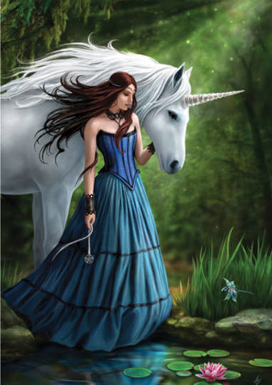 Contemplation" Unicorn Greeting Card by Anne Stokes image 0