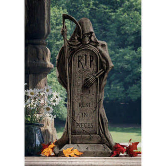 Rest in Pieces Grim Reaper Tombstone Statue image 0