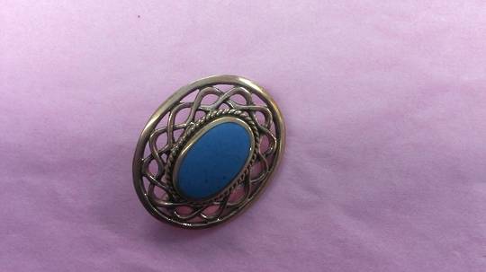 Turquoise and Bronze Brooch image 0