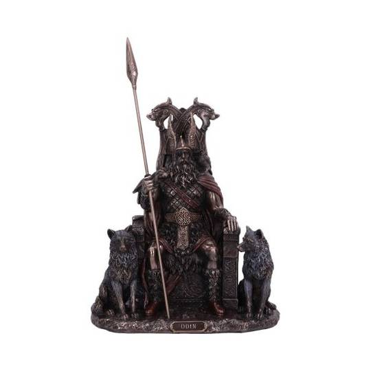 Bronze Odin All Father Wolves and Throne Figurine image 0